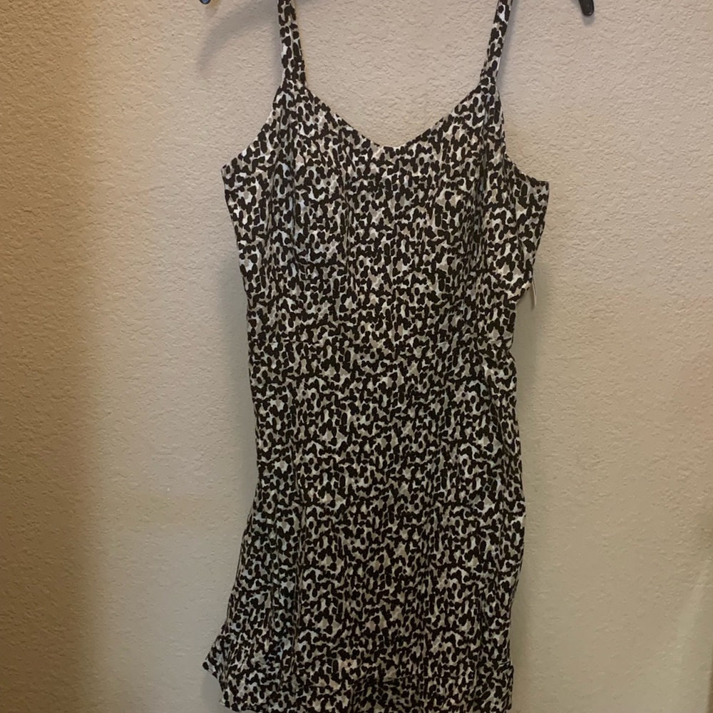 Animal print mini linen dress